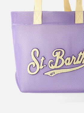 Mesh purple shopper bag with terry patch | MELISSA SATTA SPECIAL EDITION - MC2 Saint Barth