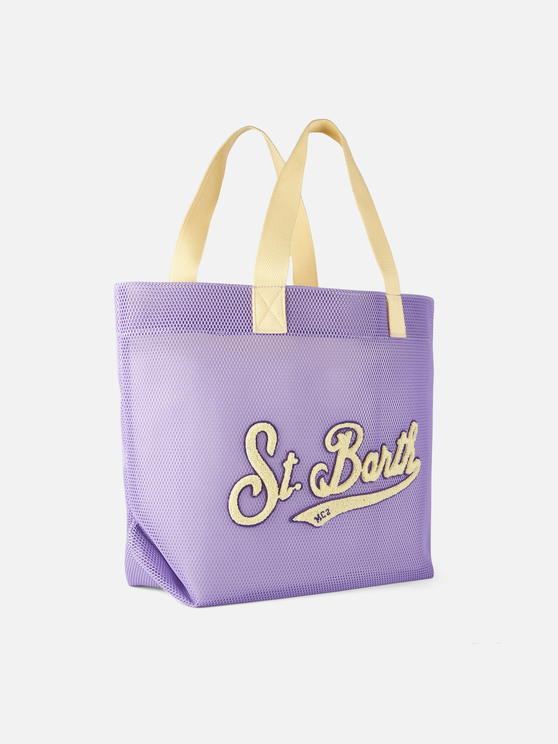Mesh purple shopper bag with terry patch | MELISSA SATTA SPECIAL EDITION - MC2 Saint Barth