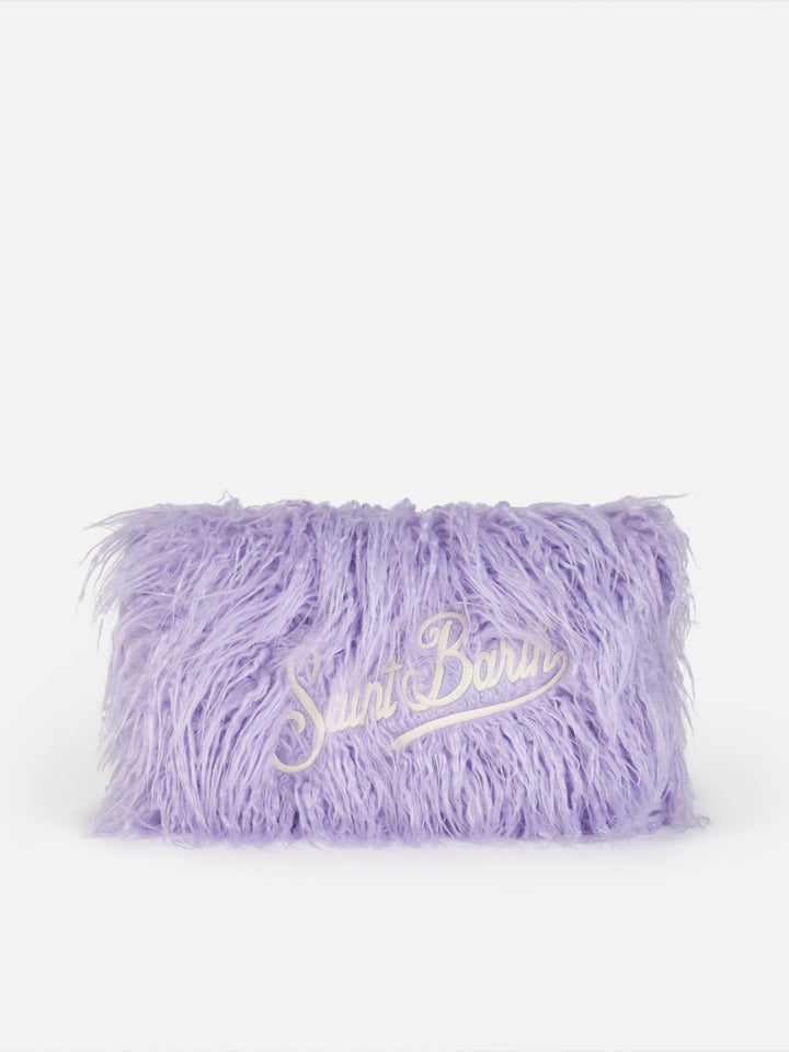 Lilac furry Mildred pochette with Saint Barth embroidery - MC2 Saint Barth