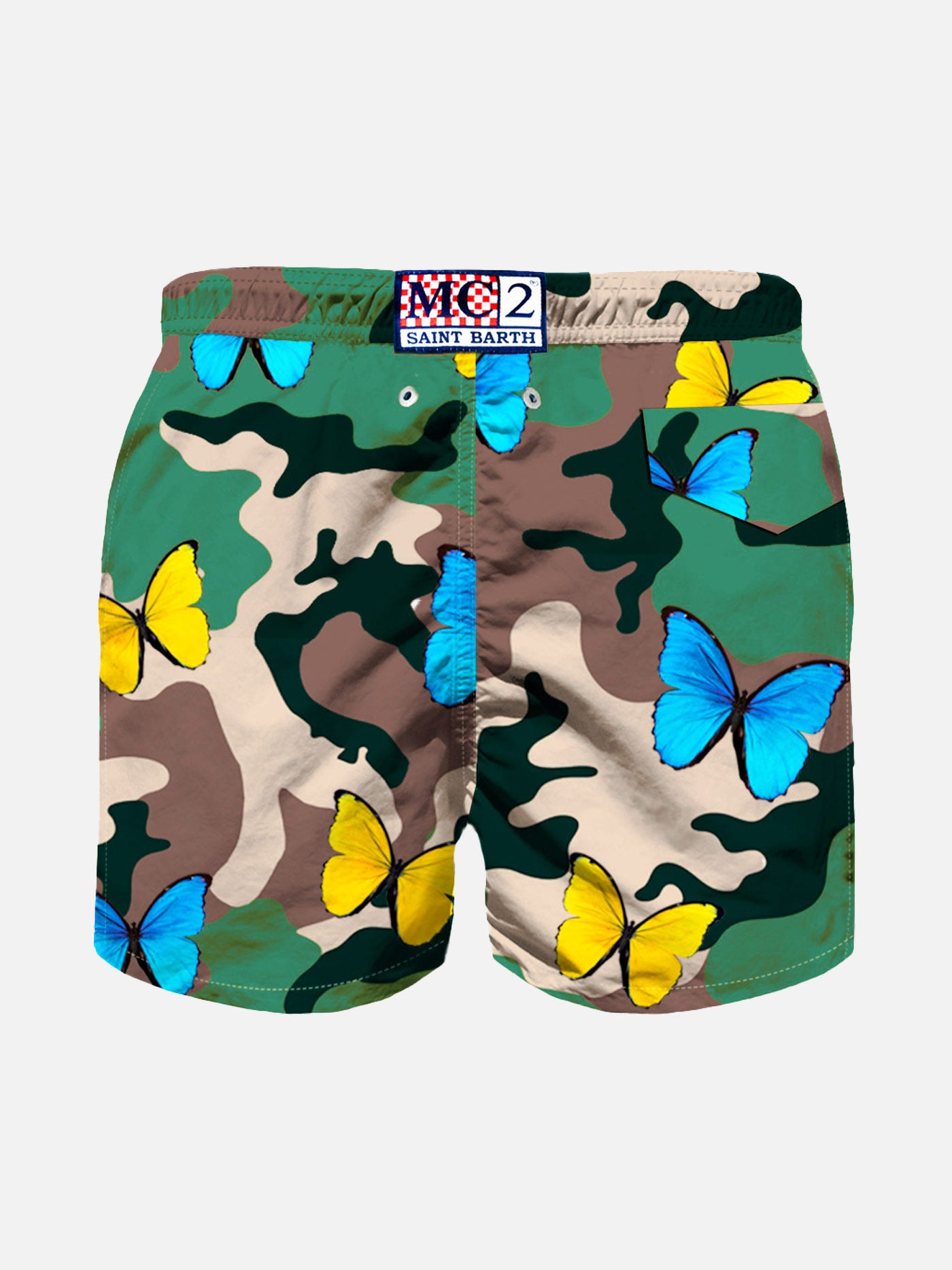 Camo butterflies all over print boy's light swimshorts - MC2 Saint Barth