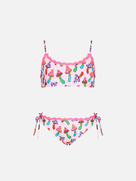 Girl bralette bikini with mushrooms print - MC2 Saint Barth