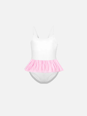 Girl's one piece with tulle ruffle - MC2 Saint Barth