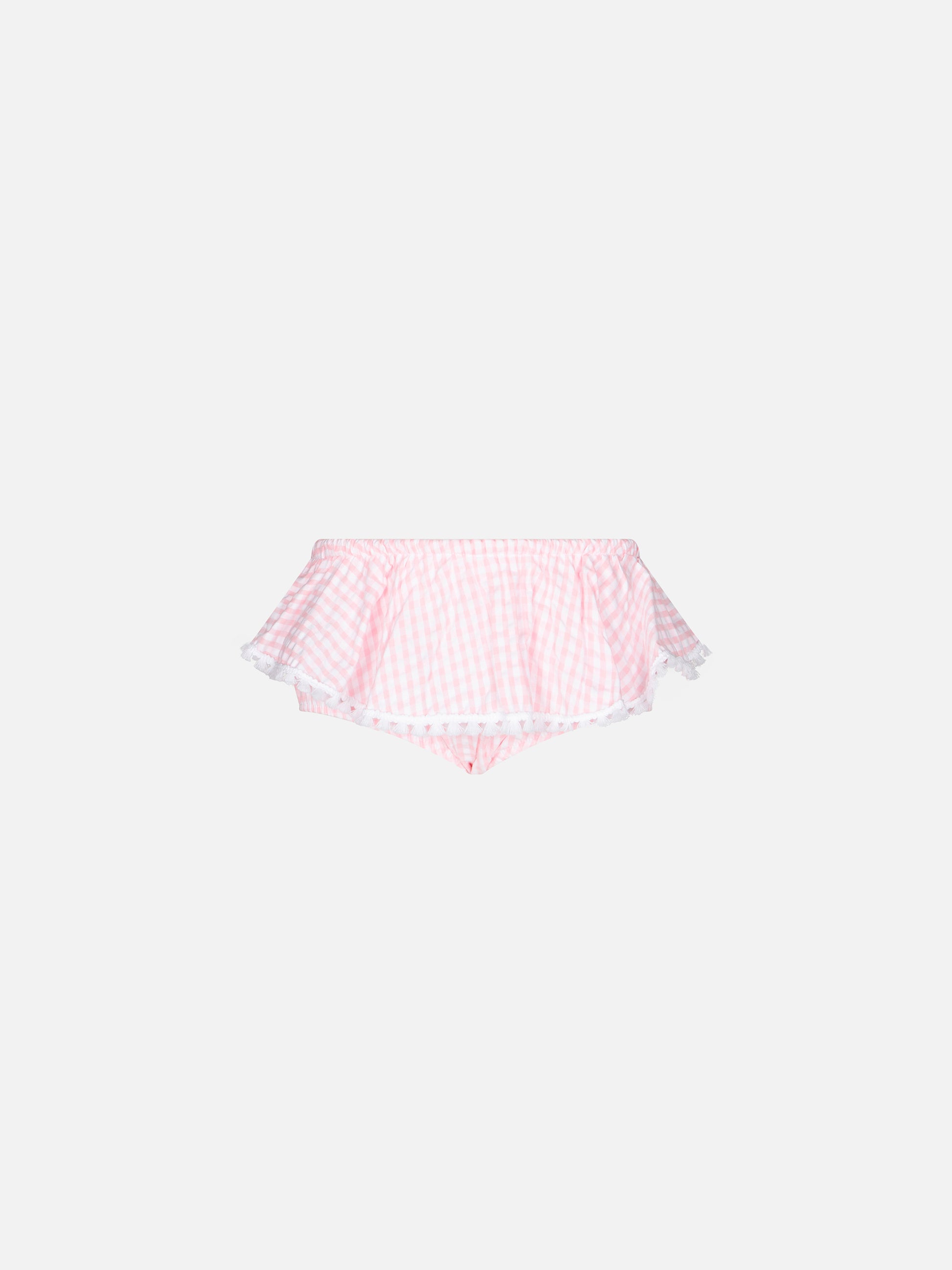 Enfant vichy print ruffled swim briefs with bows - MC2 Saint Barth