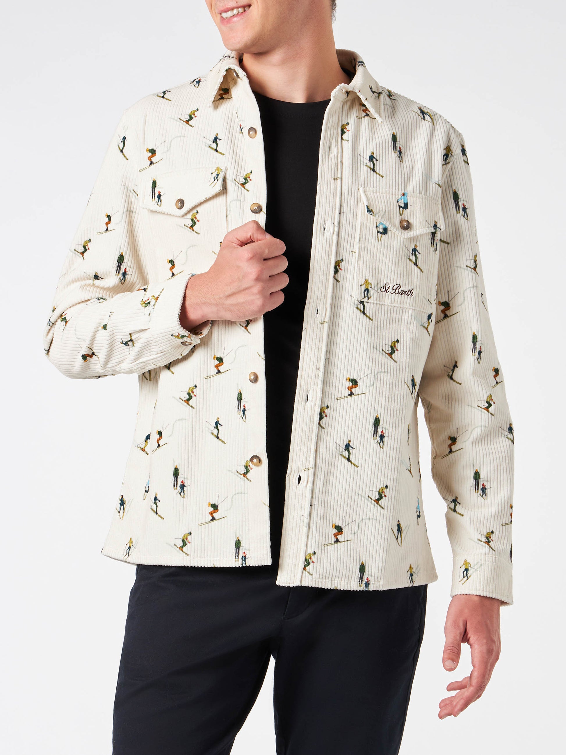 Man corduroy overshirt with ski print - MC2 Saint Barth