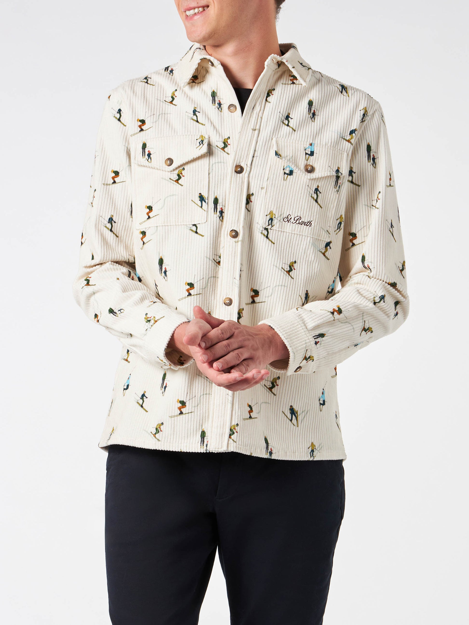 Man corduroy overshirt with ski print - MC2 Saint Barth