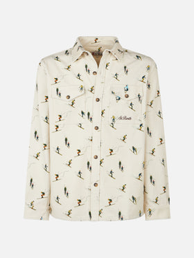 Man corduroy overshirt with ski print - MC2 Saint Barth
