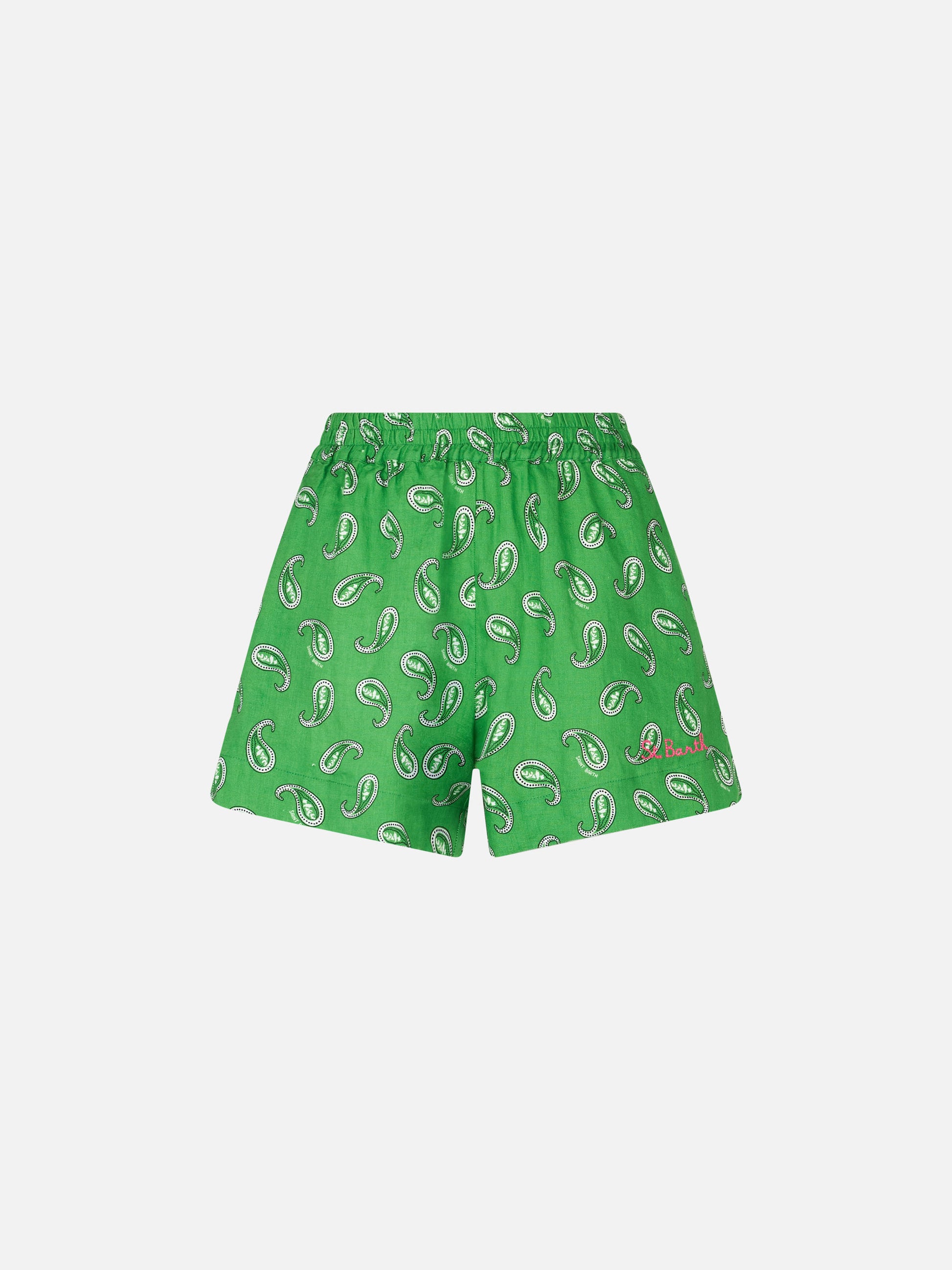 Woman linen beach shorts with paisley print - MC2 Saint Barth