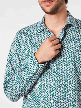 Man muslin cotton Sikelia shirt with palms print - MC2 Saint Barth