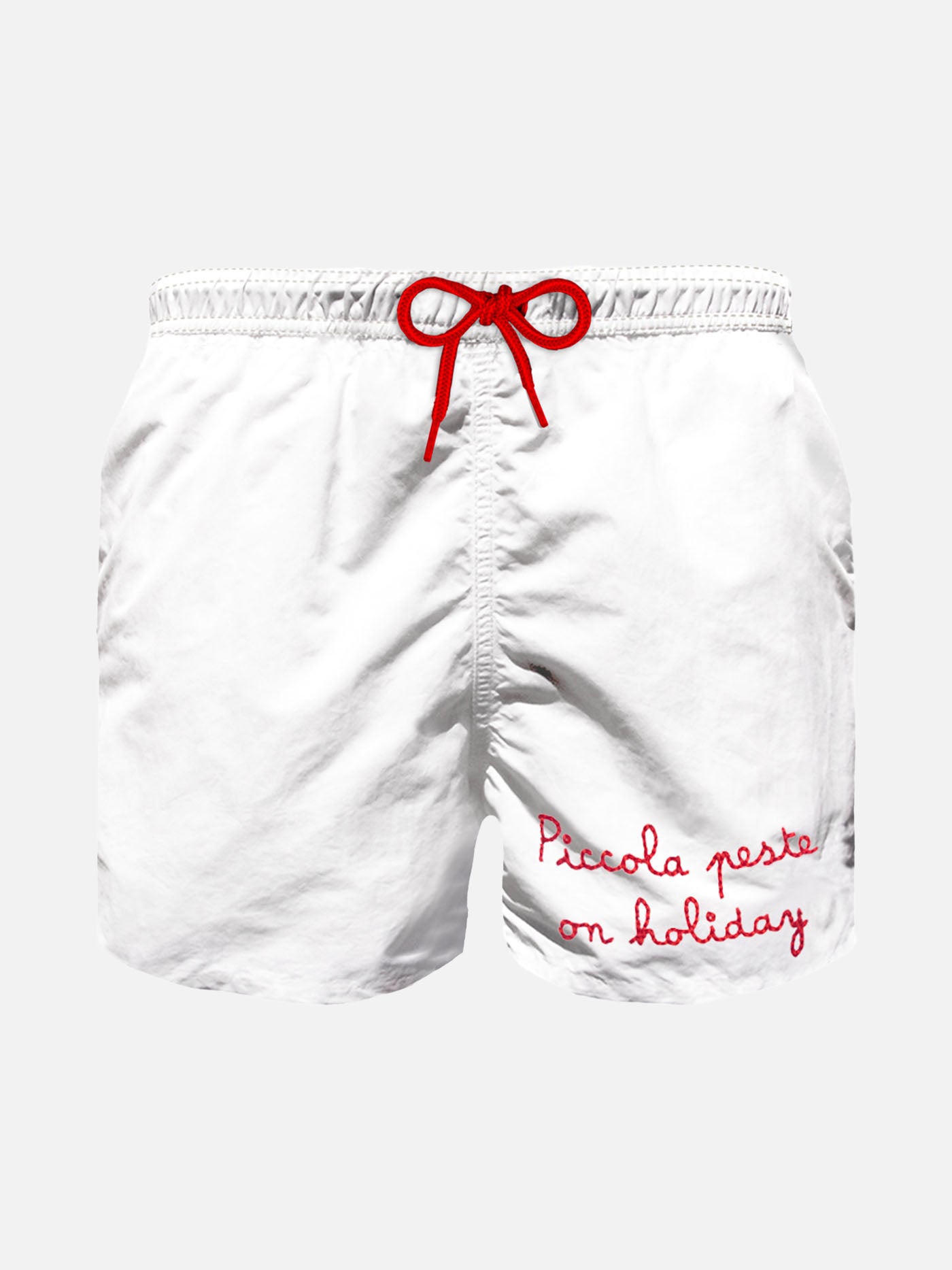 Boy swim shorts with embroidered red writing - MC2 Saint Barth