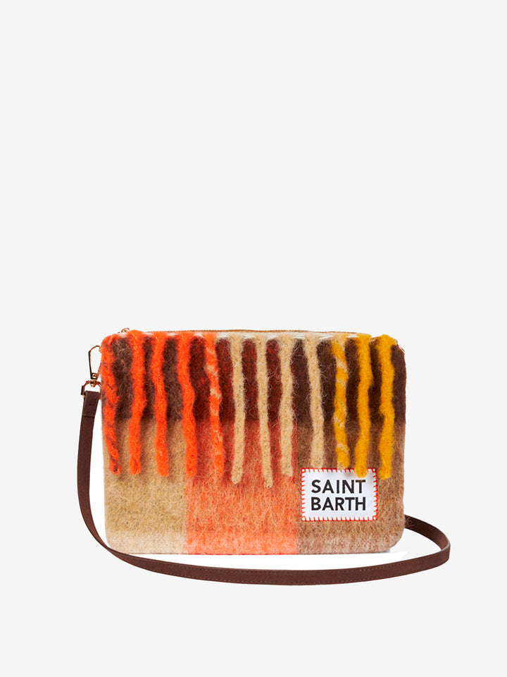 Parisienne blanket crossbody pouch bag with orange and brown checks - MC2 Saint Barth