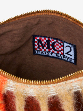Parisienne blanket crossbody pouch bag with orange and brown checks - MC2 Saint Barth