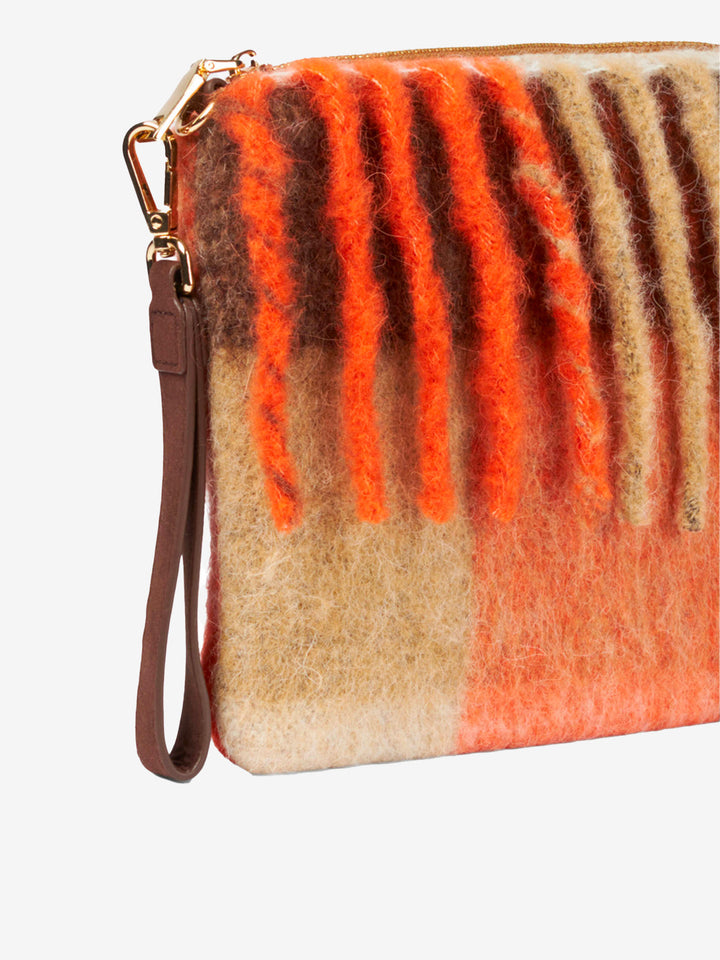Parisienne blanket crossbody pouch bag with orange and brown checks - MC2 Saint Barth