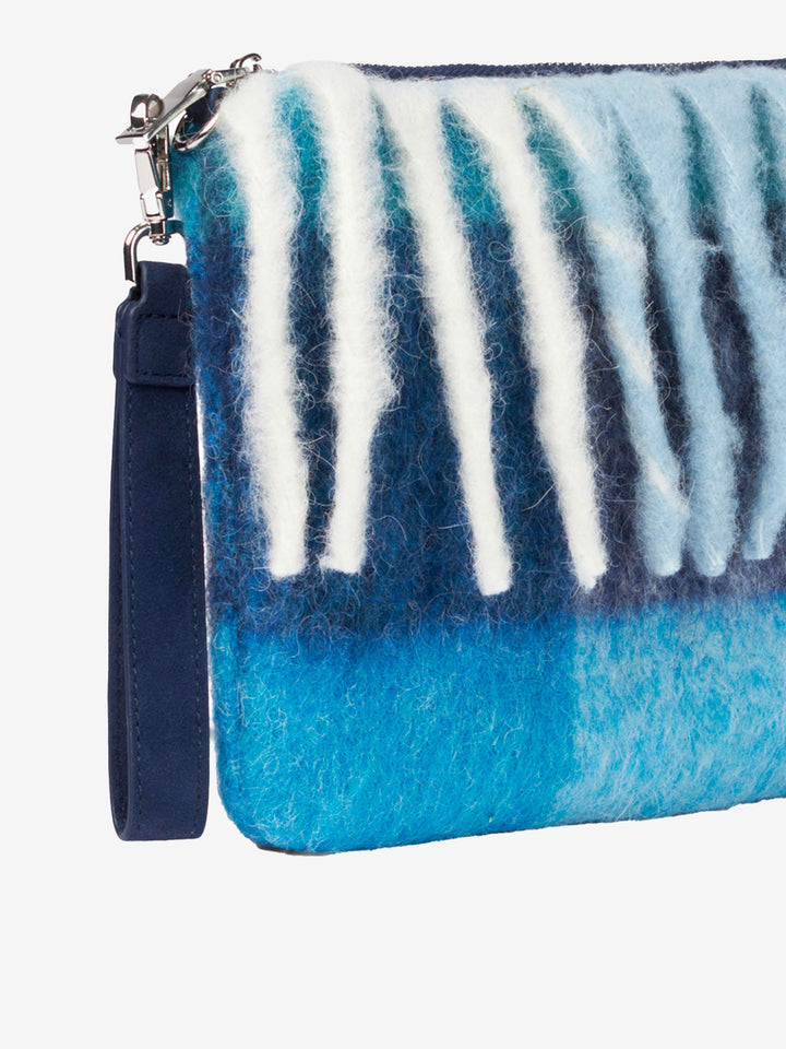 Parisienne blanket crossbody pouch bag with light blue check pattern - MC2 Saint Barth