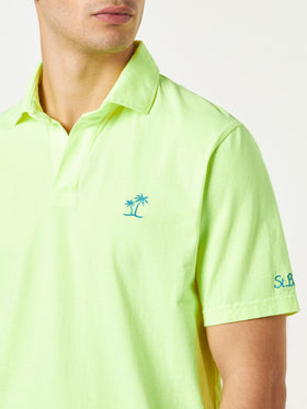 Fluo yellow cotton jersey man polo - MC2 Saint Barth
