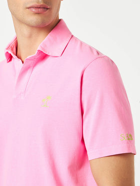 Fluo pink cotton jersey man polo - MC2 Saint Barth