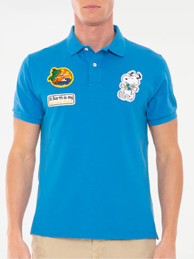 Man stretch piquet polo with Snoopy patch | SNOOPY - PEANUTS™ SPECIAL EDITION - MC2 Saint Barth
