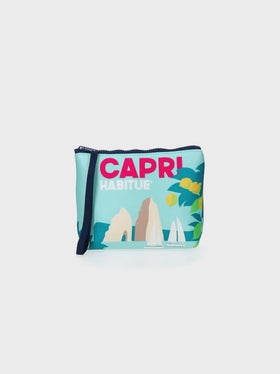 Aline scuba pochette with Capri postcard print
