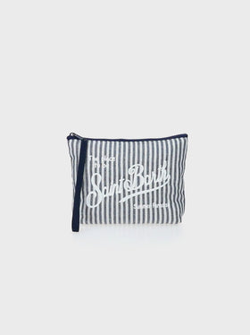 Aline Soft cotton linen pochette with striped print