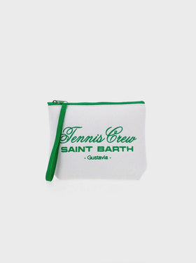 Pochette in piqué bianco Aline con ricamo Saint Barth Tennis Crew