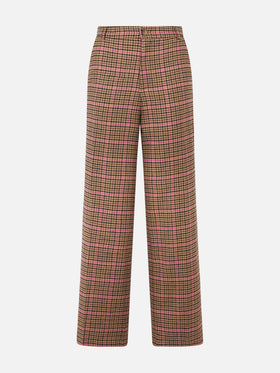 Woman palazzo pants with pied de poule print - MC2 Saint Barth