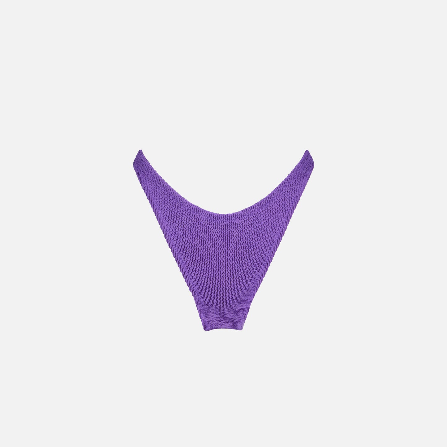 Woman purple crinkle cheeky swim briefs