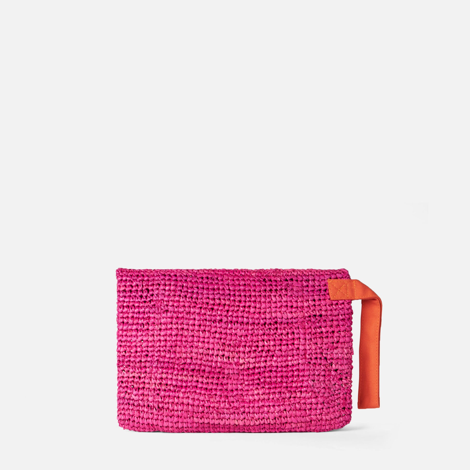 Raffia fuchsia pouch bag with Saint Barth embroidery - MC2 Saint Barth
