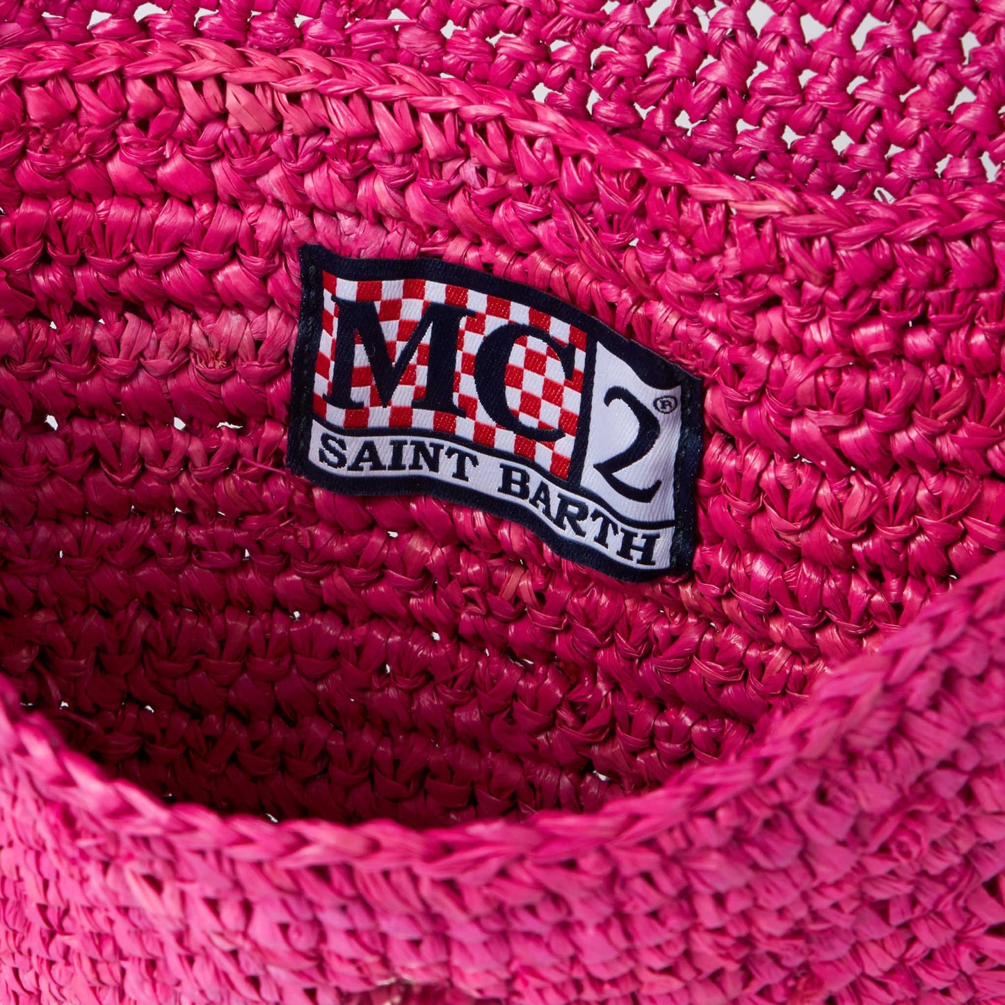 Raffia fuchsia pouch bag with Saint Barth embroidery - MC2 Saint Barth