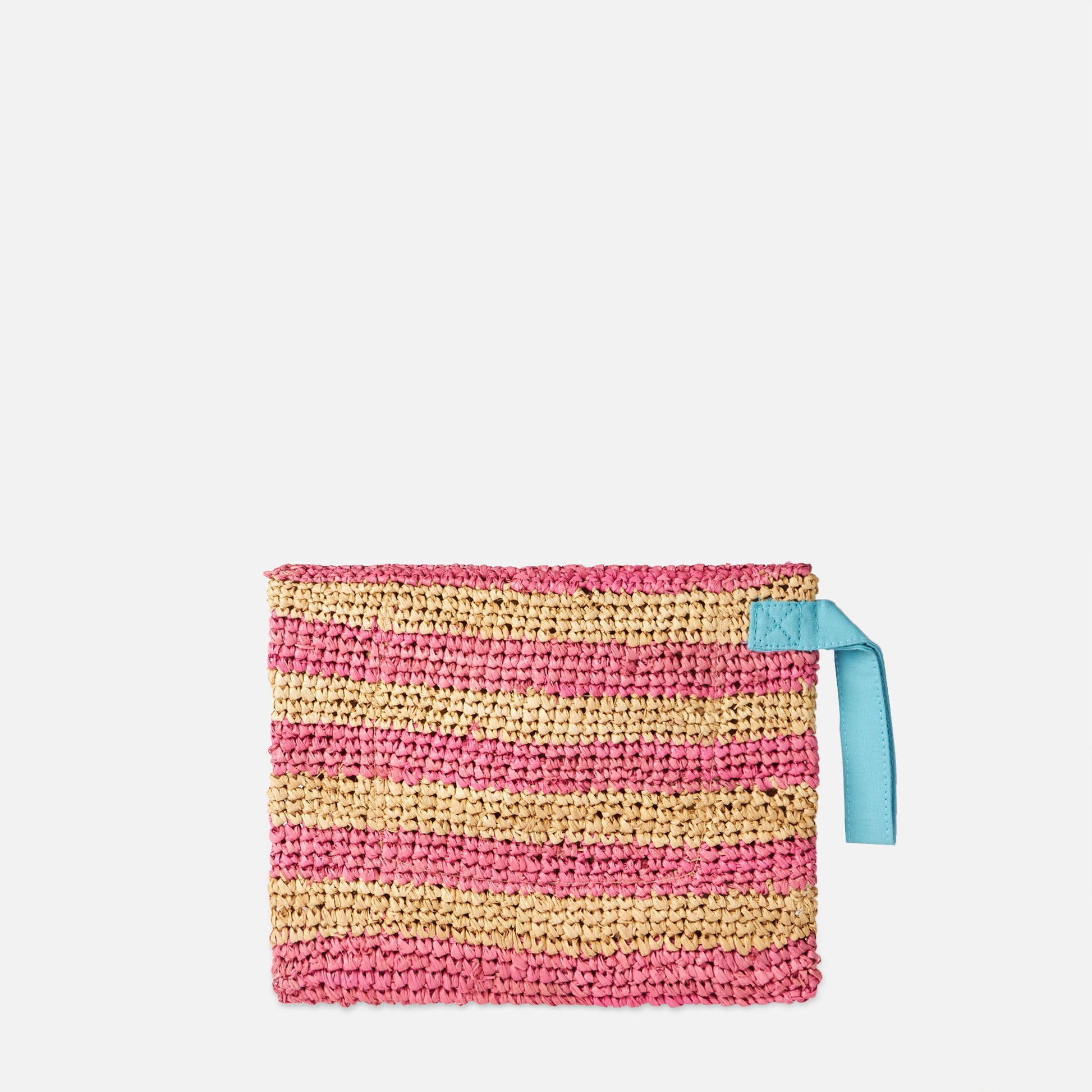 Raffia striped pouch bag with Saint Barth embroidery - MC2 Saint Barth