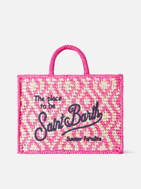 Vanity shoulder raffia bag with Saint Barth embroidery - MC2 Saint Barth
