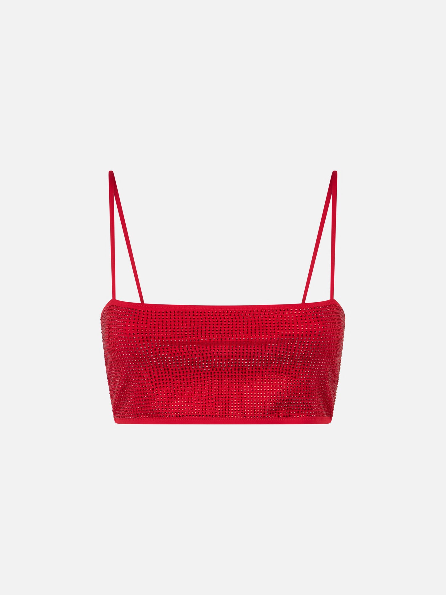 Top donna a fascia rosso con strass