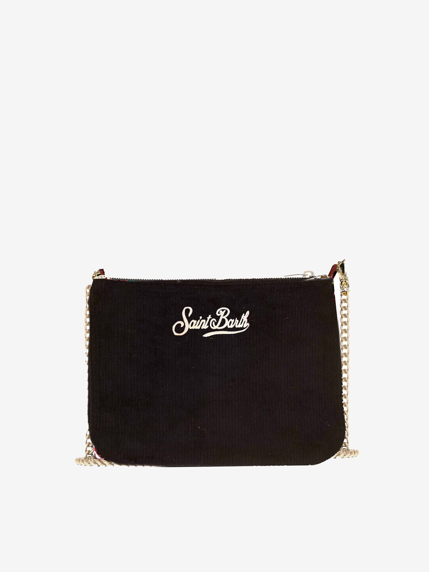 Parisienne velvet cross-body pouch bag with All I want for Christmas is Saint Barth embroidery - MC2 Saint Barth