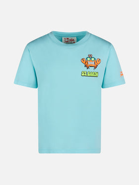 Boy water green cotton t-shirt with St. Barth addicted print - MC2 Saint Barth