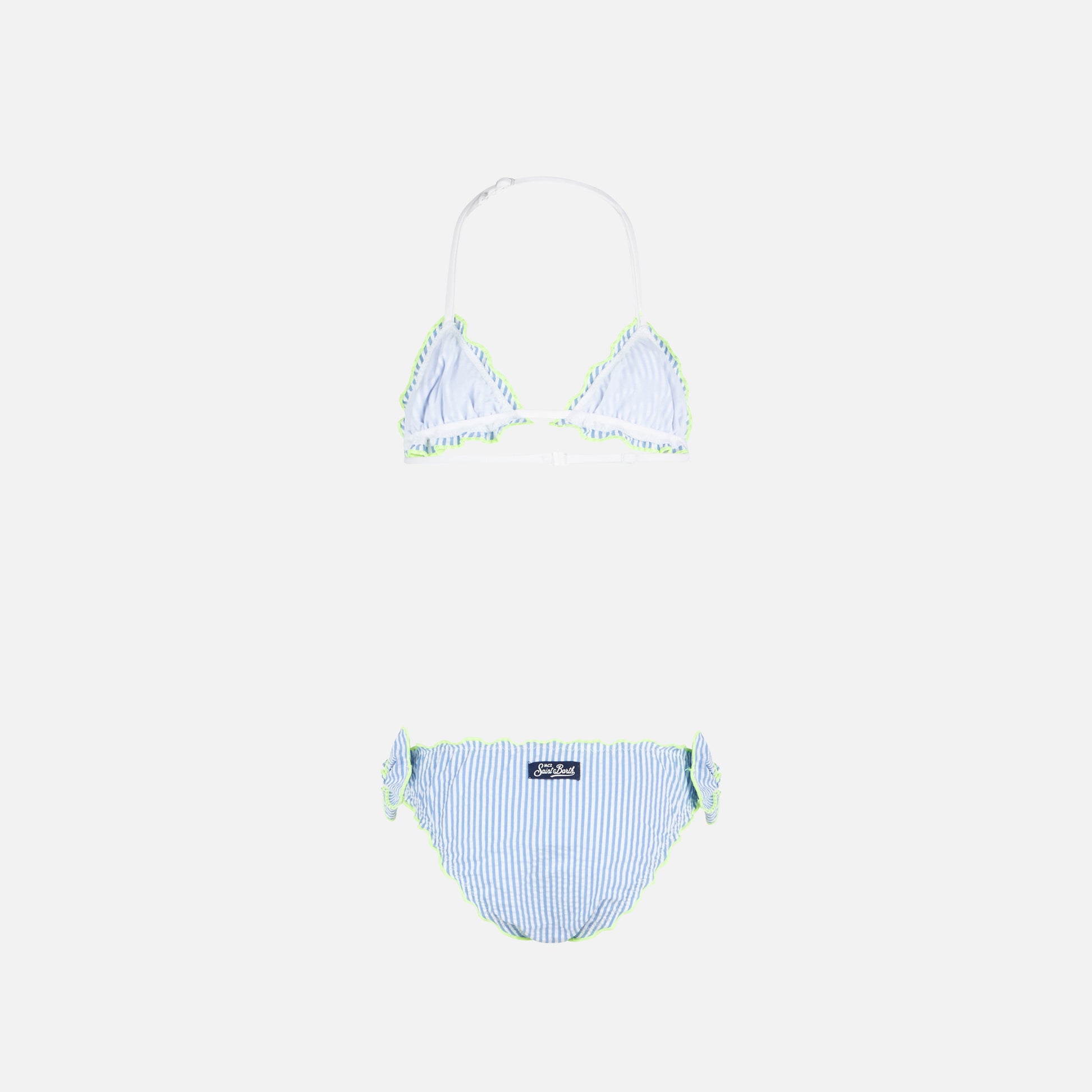Girl triangle seersucker bikini with stripes - MC2 Saint Barth