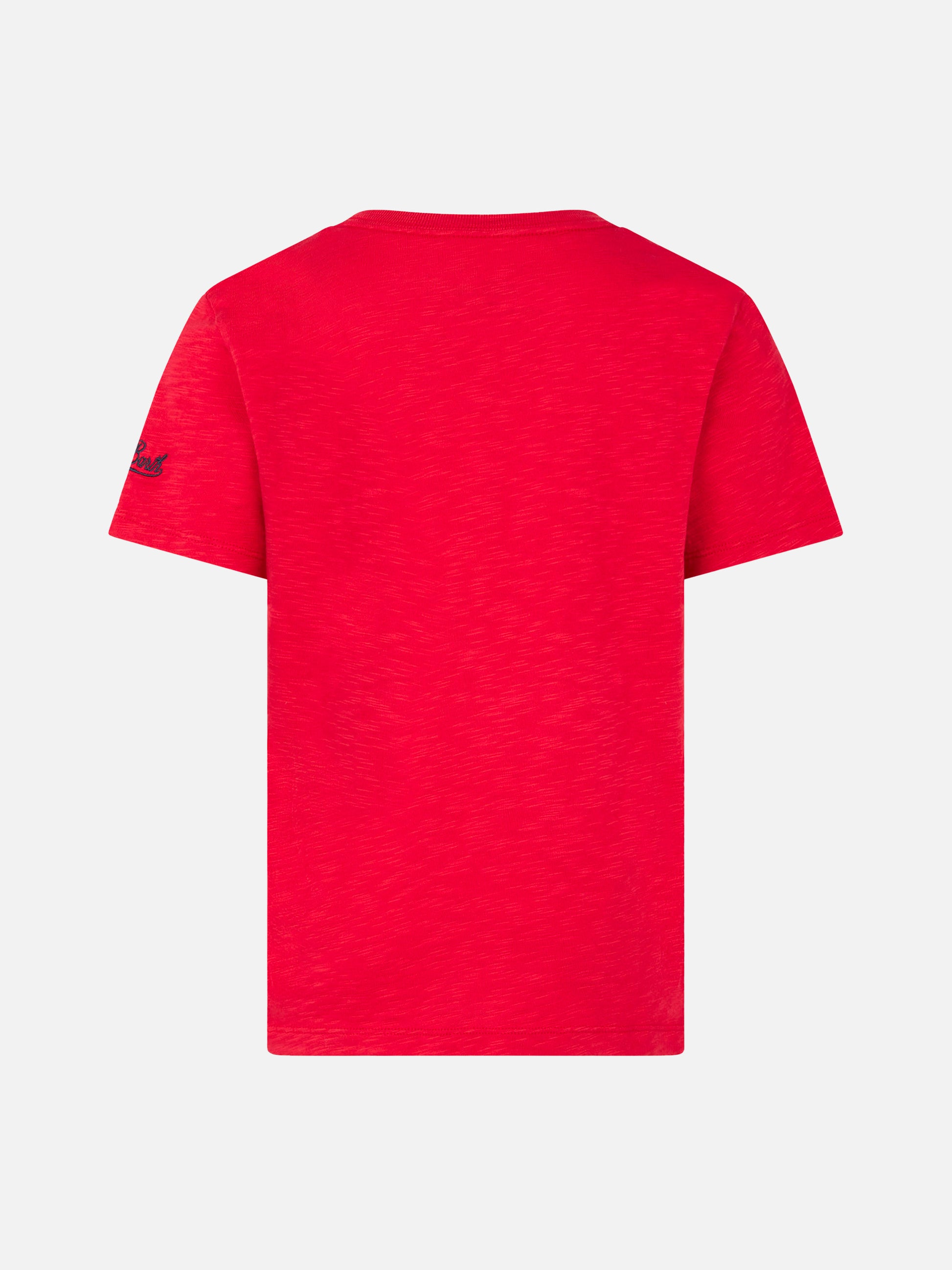 red boy's t-shirt shark rider St Barth print - MC2 Saint Barth