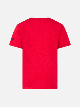 red boy's t-shirt shark rider St Barth print - MC2 Saint Barth