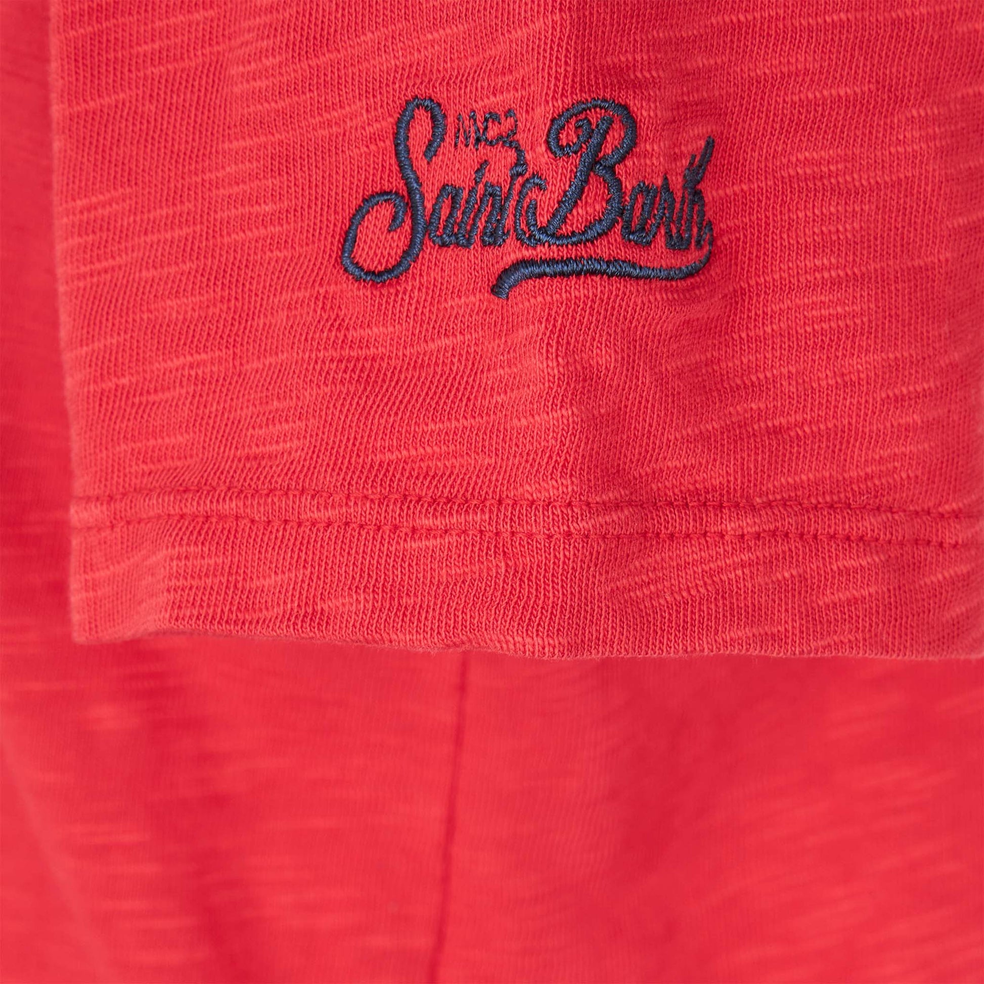 red boy's t-shirt shark rider St Barth print - MC2 Saint Barth