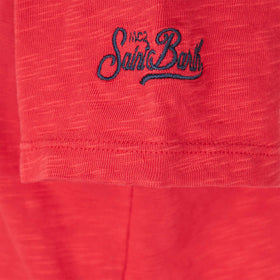 red boy's t-shirt shark rider St Barth print - MC2 Saint Barth