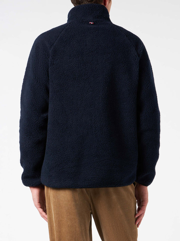 Man blue sherpa jacket with check patch pockets - MC2 Saint Barth