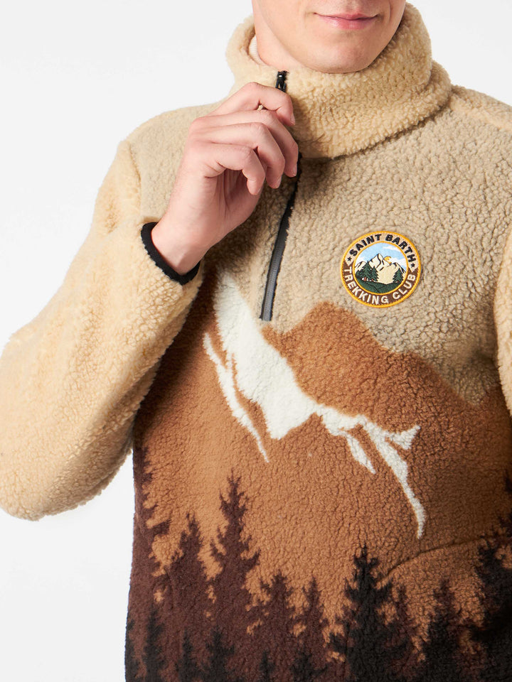 Man sherpa zipped jacket with Saint Barth patch - MC2 Saint Barth