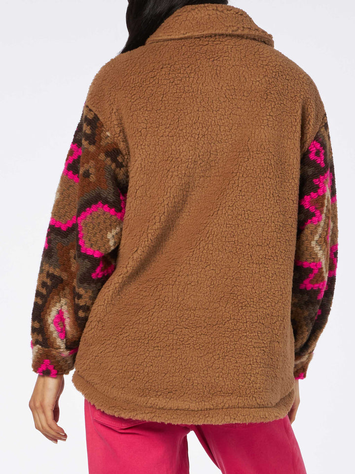 Woman sherpa overshirt with ethnic print - MC2 Saint Barth