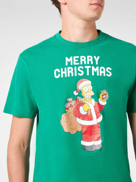 Man heavy cotton t-shirt with Homer Simpson Merry Christmas print | THE SIMPSONS SPECIAL EDITION - MC2 Saint Barth