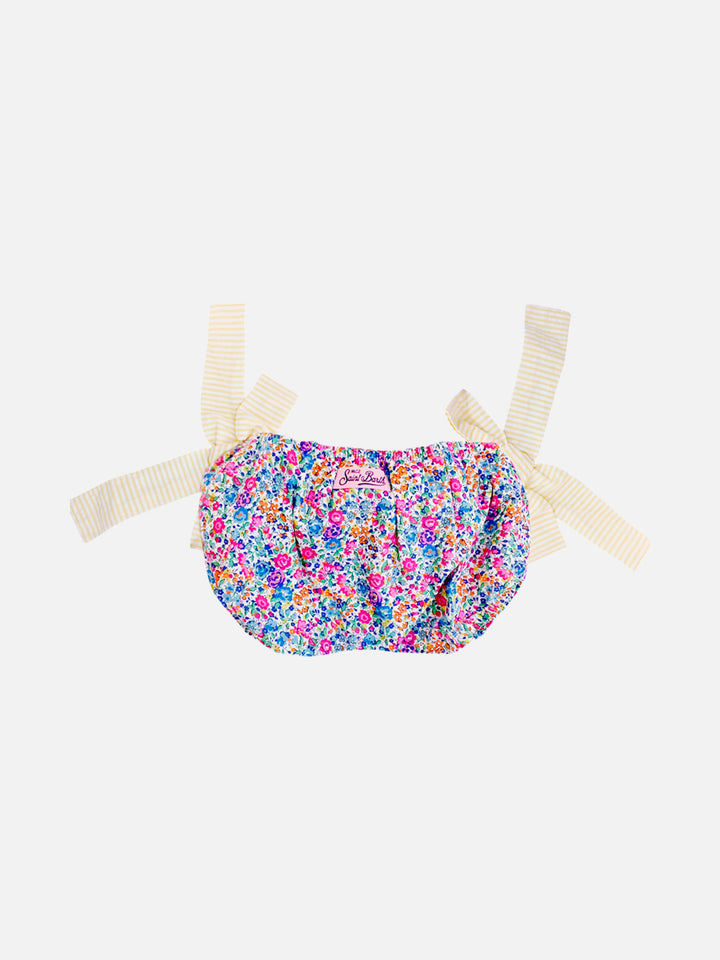 Girl swim briefs with Liberty flower print and bows | Made with Liberty fabric - MC2 Saint Barth