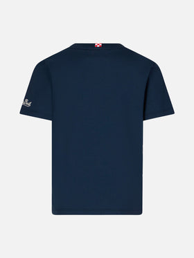T-shirt da bambino in cotone con Puffo St. Barth Surfer | ©PEYO EDIZIONE SPECIALE