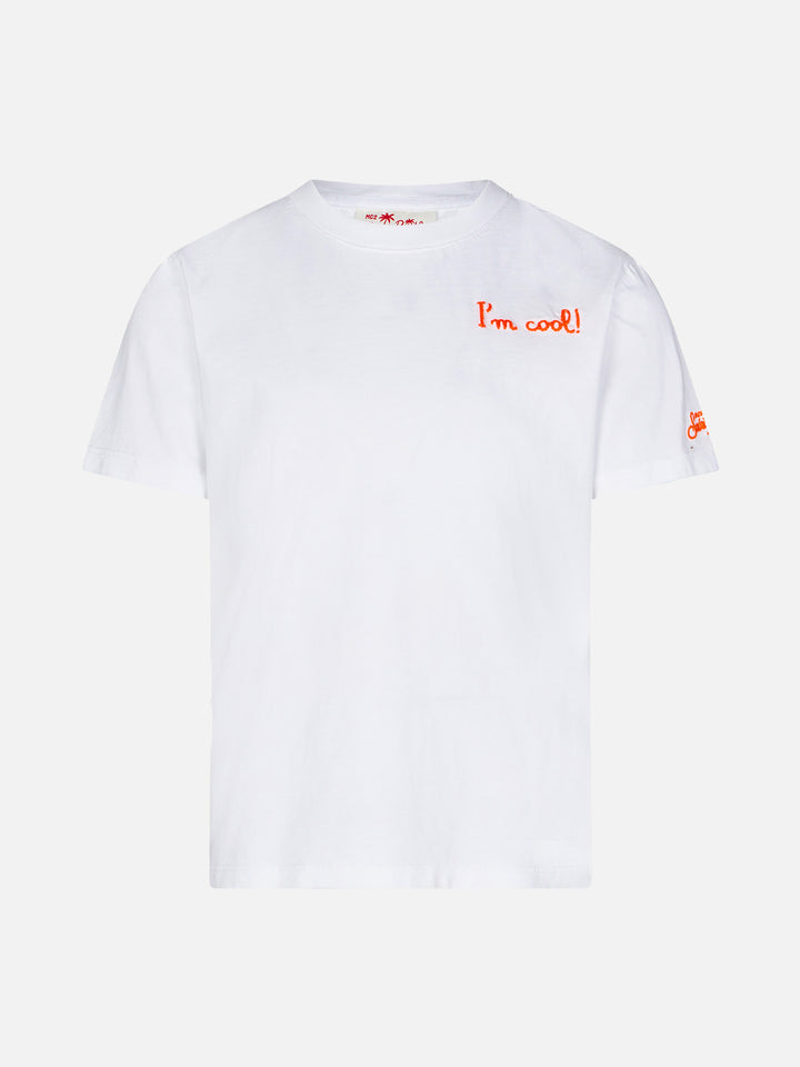 Boy cotton t-shirt with I'm cool front embroidery and Snoopy on the back | PEANUTS™ SPECIAL EDITION - MC2 Saint Barth