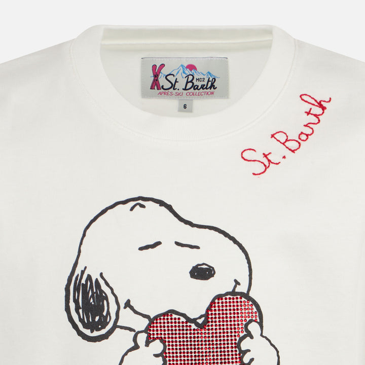 Girl heavy cotton t-shirt with Snoopy rhinestones print | SNOOPY PEANUTS™ SPECIAL EDITION - MC2 Saint Barth