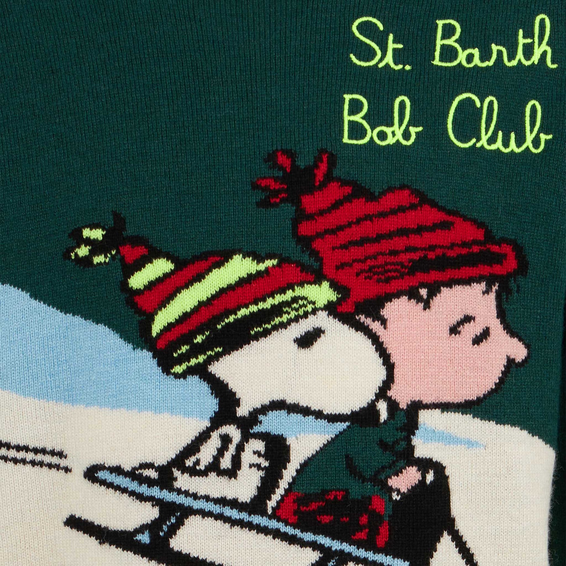 Boy crewneck sweater with Snoopy print and St. Barth Bob Club embroidery| SNOOPY - PEANUTS™ SPECIAL EDITION - MC2 Saint Barth