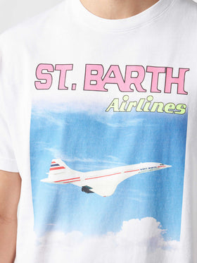 Man cotton t-shirt with St.Barth airlines print