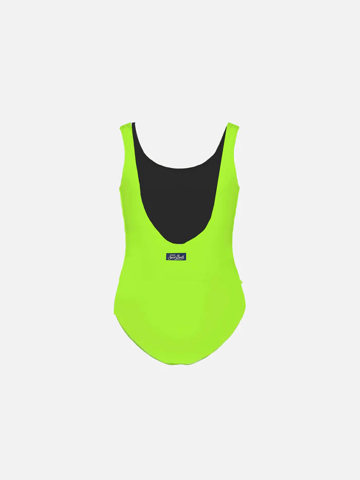 St. Barth print yellow fluo girl's one piece swimsuit - MC2 Saint Barth