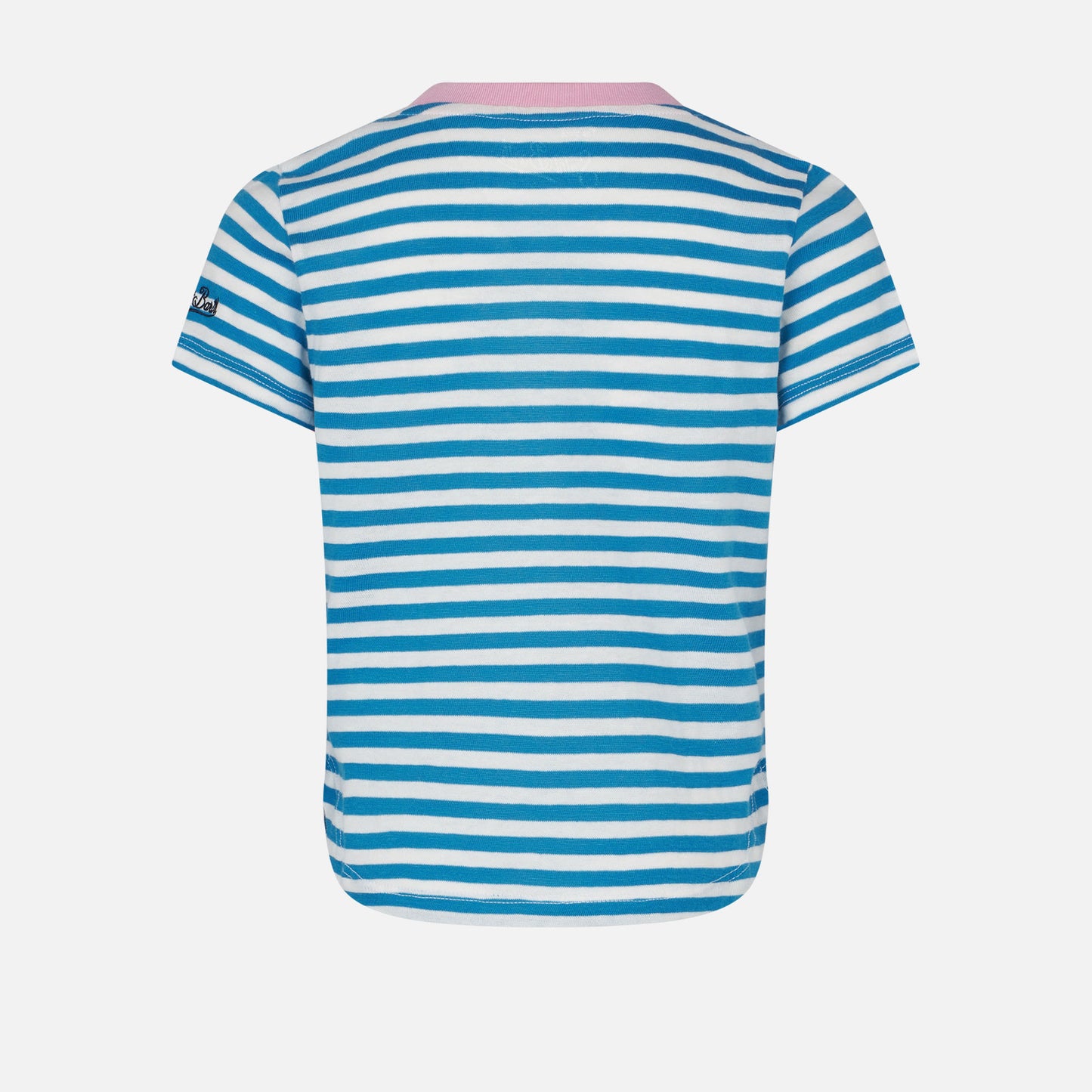 Girl striped t-shirt with Bonjour St. Barth embroidery - MC2 Saint Barth
