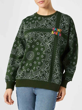 Woman cotton sweatshirt Stardust with bandanna print - MC2 Saint Barth